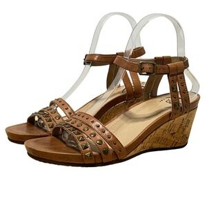 Abeo B.I.O System‎ Womens Brown Open Toe Adjustable Ankle Strap Wedge Sandal- 8